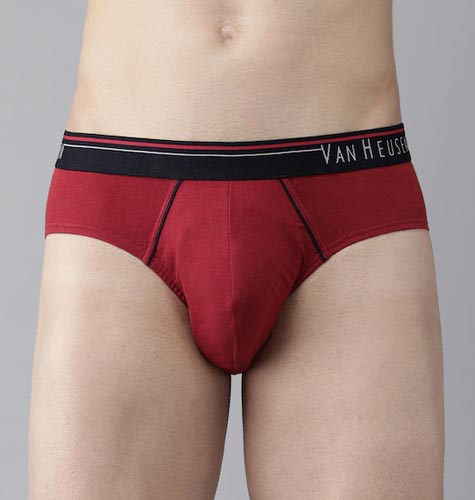 Men Red Solid Antibacterial Brief IHQEBR1P2310003